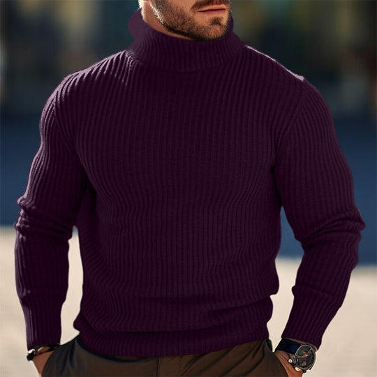 Herren Stehkragen Pullover aus strukturiertem Strick