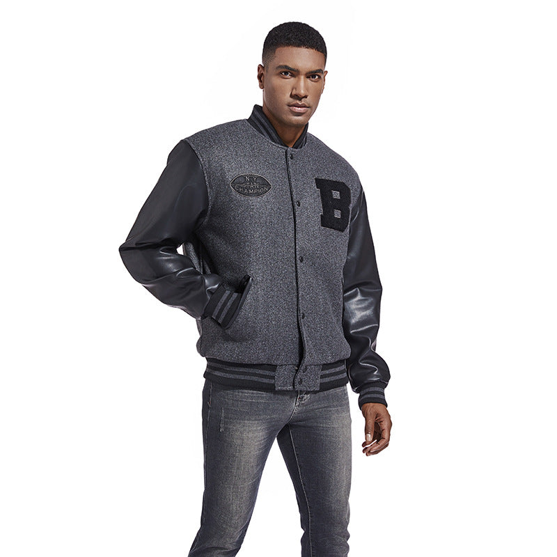 Herren Collegejacke aus Wollmix mit verstärkten Lederärmeln Shop Nory