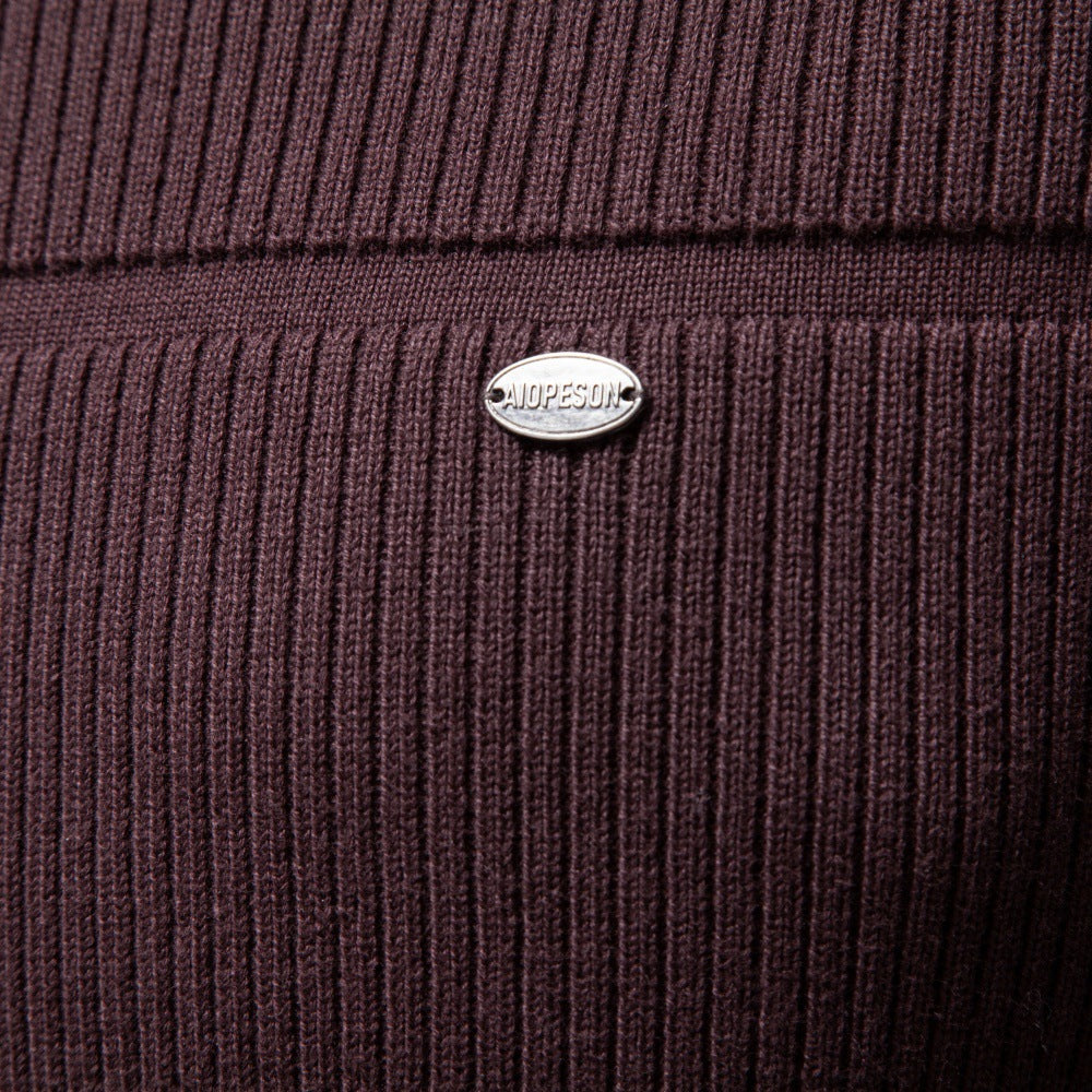 Herren Gestrickter Rundhals-Pullover mit Stepp-Optik und Rippbündchen Shop Nory