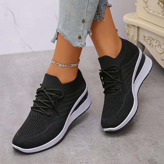 Damen Sportliche Wedge-Sneaker mit atmungsaktivem Mesh-Obermaterial und rutschfester Sohle