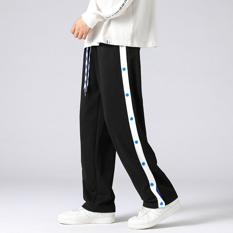 Herren Weite Sweatpants mit seitlichem Druckknopfverschluss, Kordelzug & kontrastierten Einsätzen Shop Nory