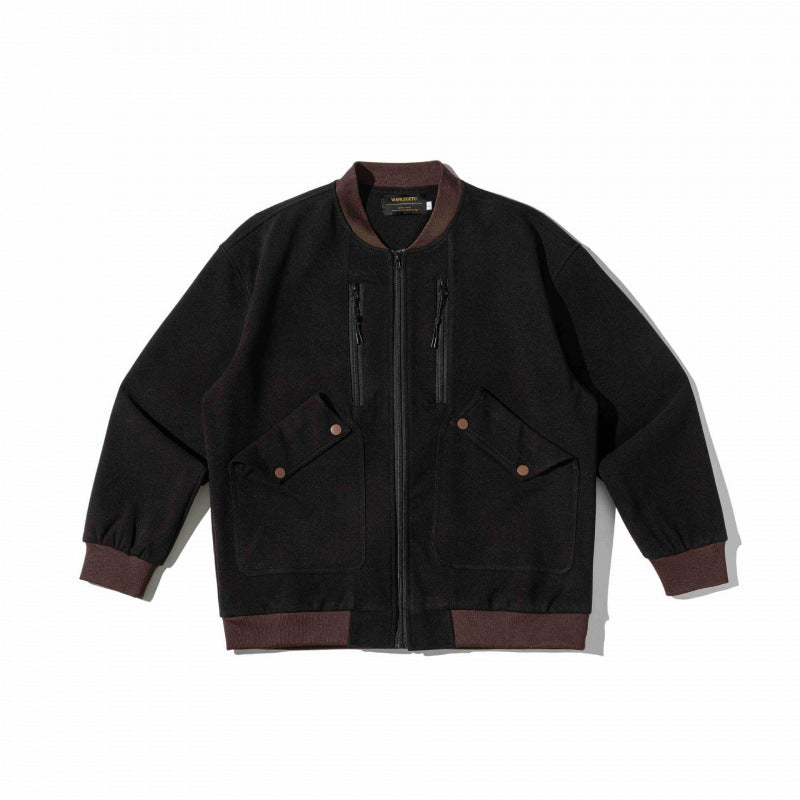 Unisex Oversize-Utilitaristische Bomberjacke mit aufgesetzten Klappentaschen, vertikalen Reißverschlüssen und gerippten Abschlüssen Shop Nory