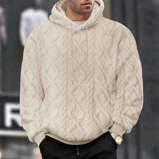 Herren nan kuscheliger Oversize Teddy Hoodie mit Kapuze und Rautenstruktur Shop Nory