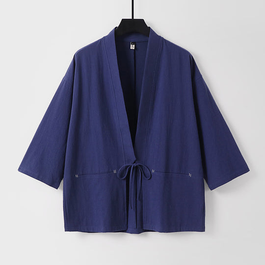 Damen Lockerer Kimono-Cardigan aus Baumwollmix mit Tunnelzug und Hüfttaschen Shop Nory