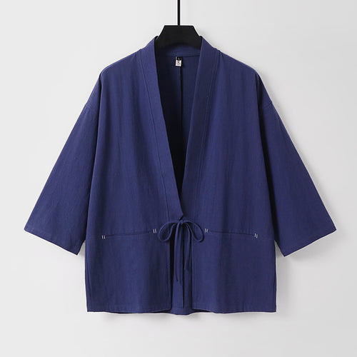 Damen Lockerer Kimono-Cardigan aus Baumwollmix mit Tunnelzug und Hüfttaschen Shop Nory