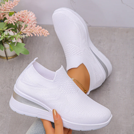 Damen Komfortable Wedge-Sneaker aus atmungsaktivem Strickmaterial