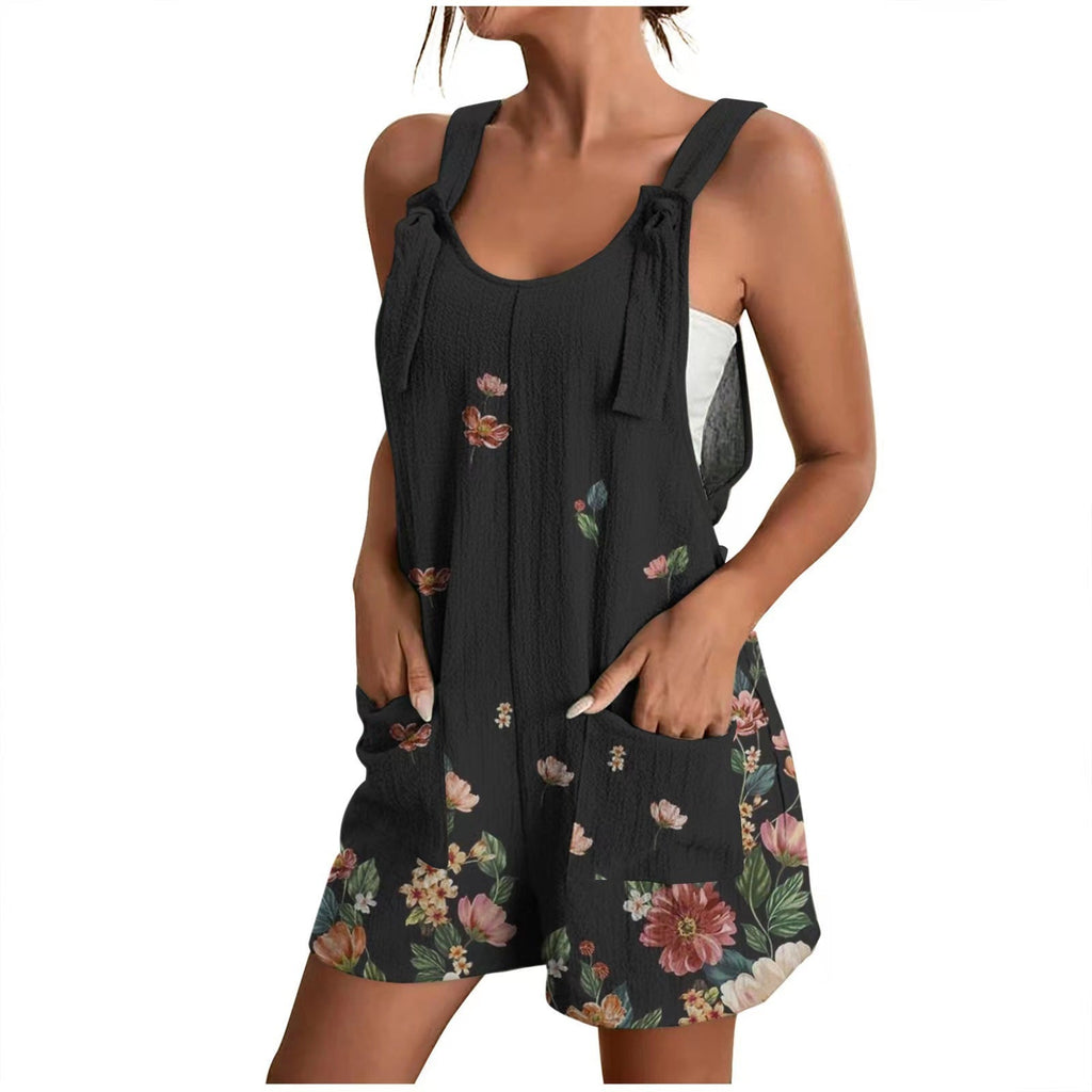 Damen lässiger Overall mit floralem Design und praktischen Taschen