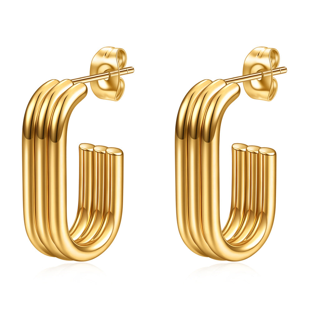 Damen Modernes geometrisches Hoops-Design Ohrstecker Shop Nory