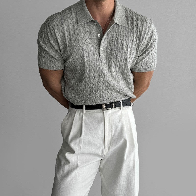 Herren Modisches Kurzarmstrickpoloshirt Shop Nory