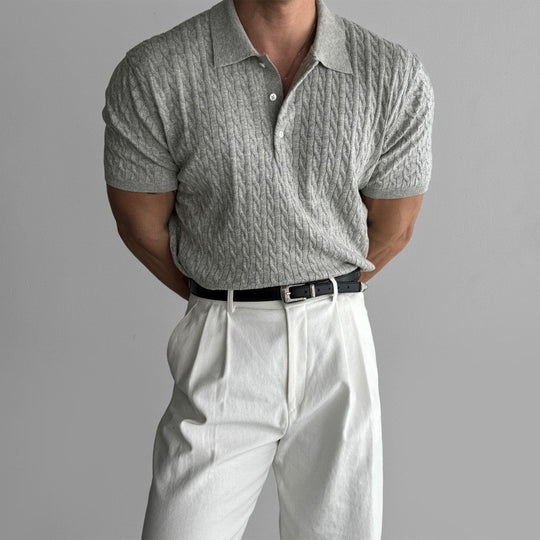 Herren Modisches Kurzarmstrickpoloshirt Shop Nory