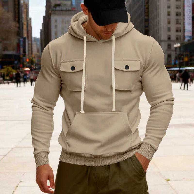 Herren Kapuzenpullover mit Brustklappentasche, Kängurutasche & Rippbündchen Shop Nory