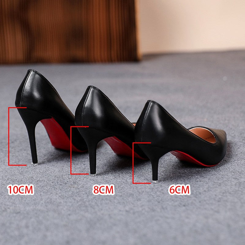 Damen spitze Stiletto-Pumps mit roter Sohle und Lederoptik Shop Nory