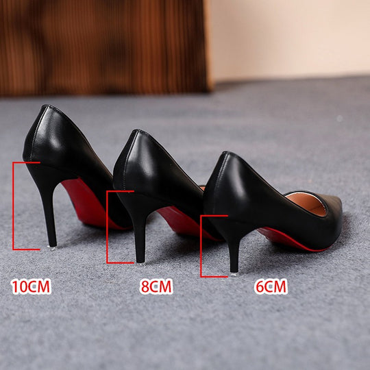 Damen spitze Stiletto-Pumps mit roter Sohle und Lederoptik Shop Nory