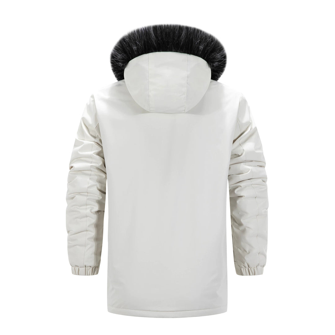 Herren Langer Thermo-Parka mit Kapuze, Logo-Innenfutter und Multifunktions-Taschen Shop Nory