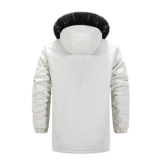 Herren Langer Thermo-Parka mit Kapuze, Logo-Innenfutter und Multifunktions-Taschen Shop Nory
