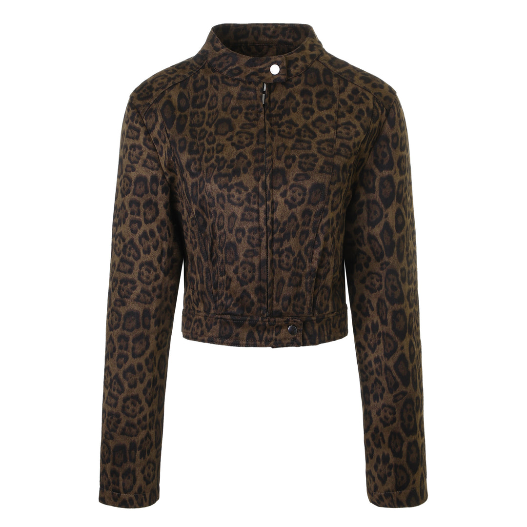 Damen Kurze Taillierte Wildlederoptik Jacke mit Stehkragen Shop Nory