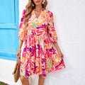 Damen Blusenkleid mit floralen Prints und voluminösen Ärmeln
