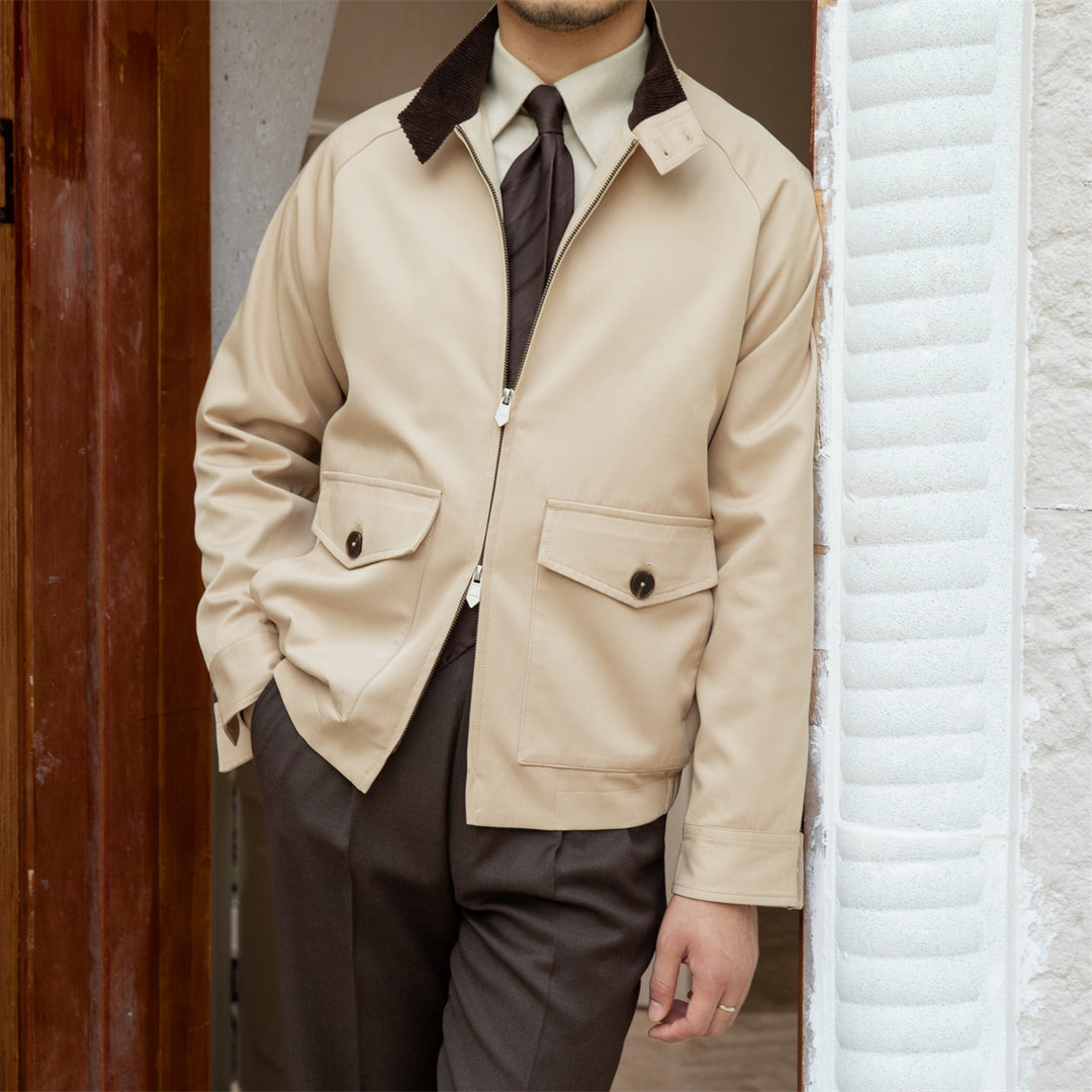 Herren Kurzblouson mit Cordkragen, Pattentaschen und Reißverschluss Shop Nory