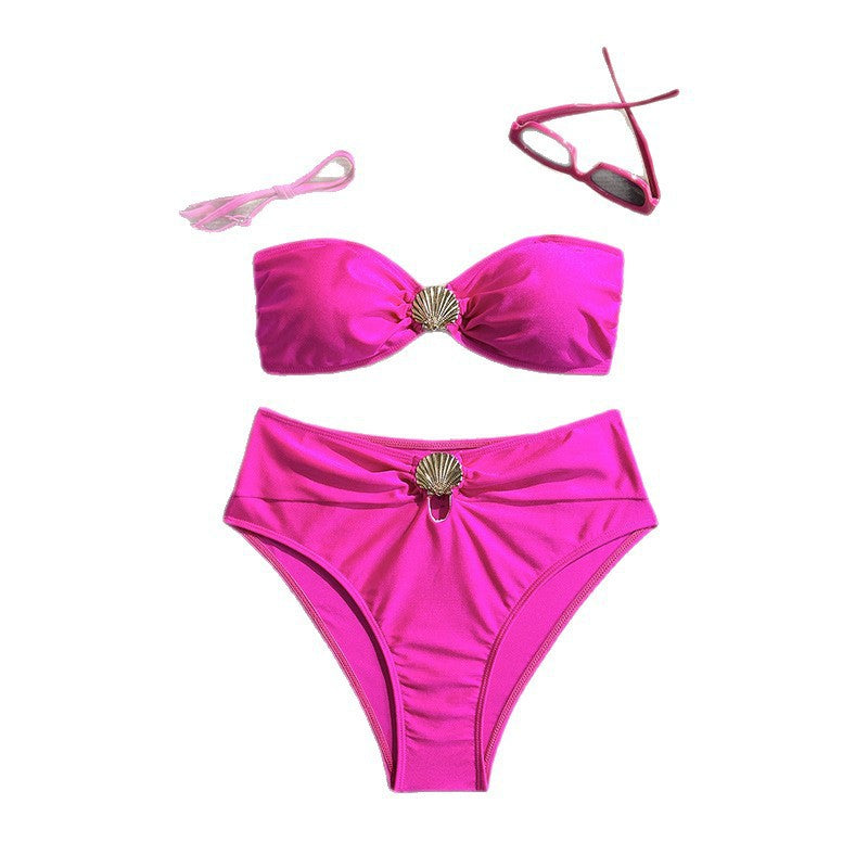 Damen Eleganter Bandeau-Bikini mit schimmernden Muschel-Details