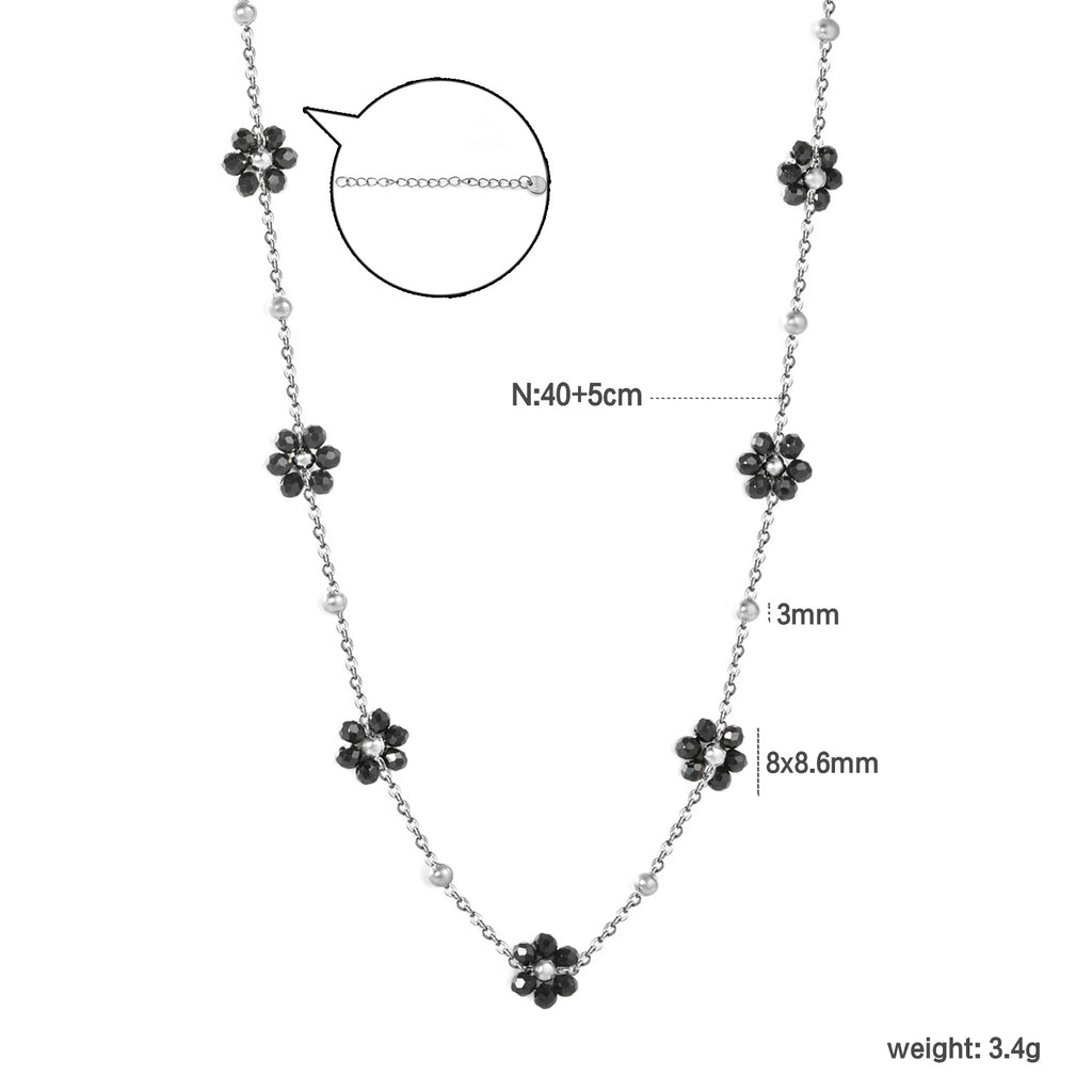 Damen Halskette mit floralem Design und hochwertigen Kristallakzenten Shop Nory