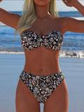 Damen Bikini-Set mit elegantem Strapless-Oberteil und hohem Taillenbund