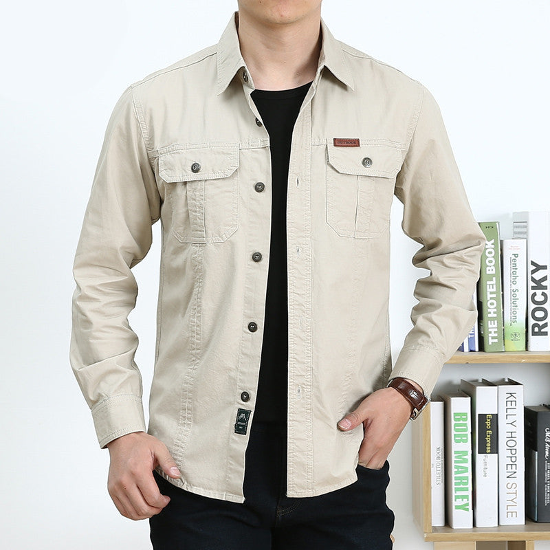 Herren Leichtes Canvas-Overshirt im Utility‑Stil mit Brustpattentaschen und Hemdkragen Shop Nory
