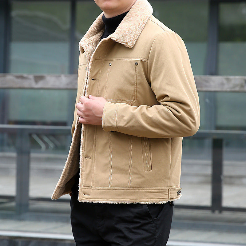 Herren Kurzjacke mit Teddyfutter und Umlegekragen, winddichte Übergangsjacke Shop Nory