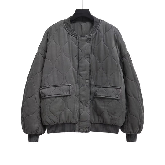 Damen Stepp-Bomberjacke mit organischer Steppung und Druckknopffront Shop Nory