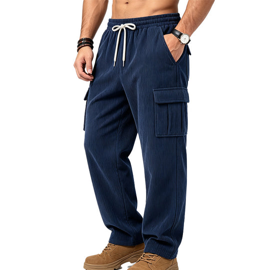 Herren Lässige Cord-Cargo-Hose mit elastischem Bund und Kordelzug Shop Nory