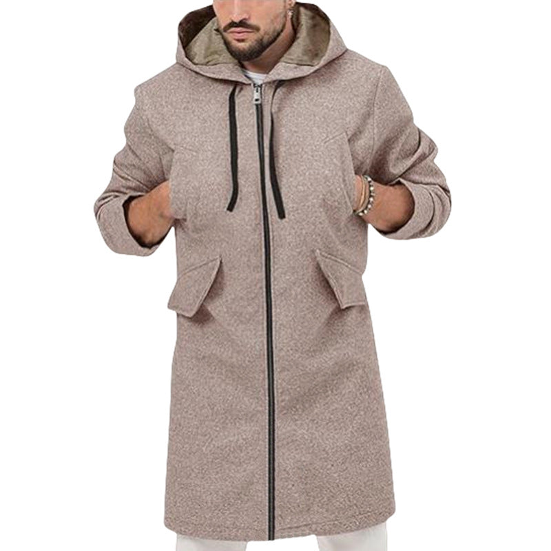Herren modische Langjacke mit Kapuze