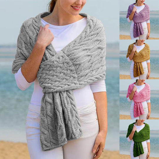 Damen Strickschal mit Zopfmuster & Vielseitigem Tragekomfort