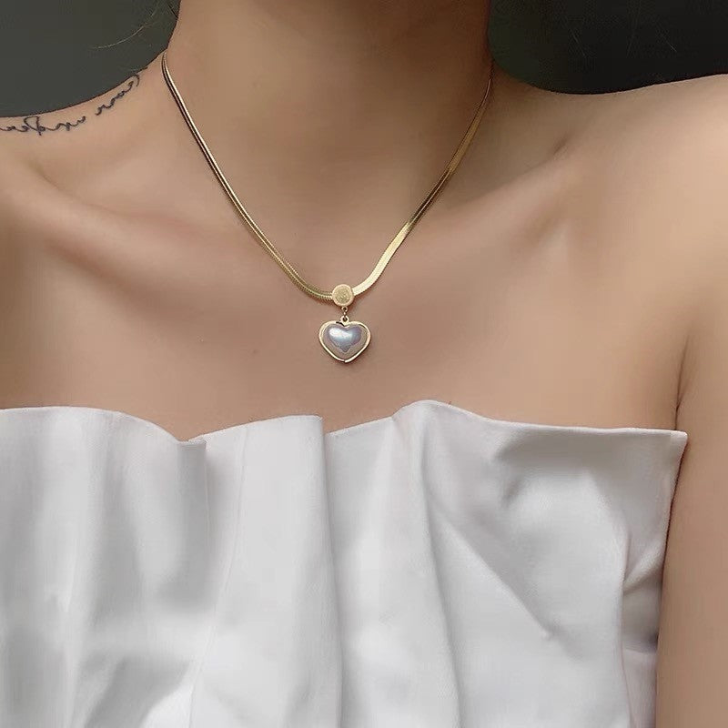 Damen Herzförmige Halskette mit Goldkette Shop Nory