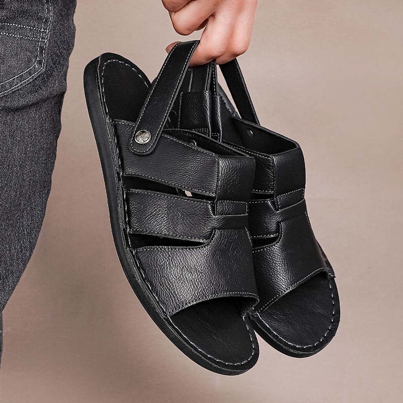 Herren Bequeme und elegante Leder-Sandalen mit verstellbarem Riemensystem