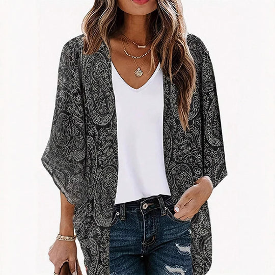 Damen Leichte Offene Kimono-Cardigan mit Paisley-Print Shop Nory
