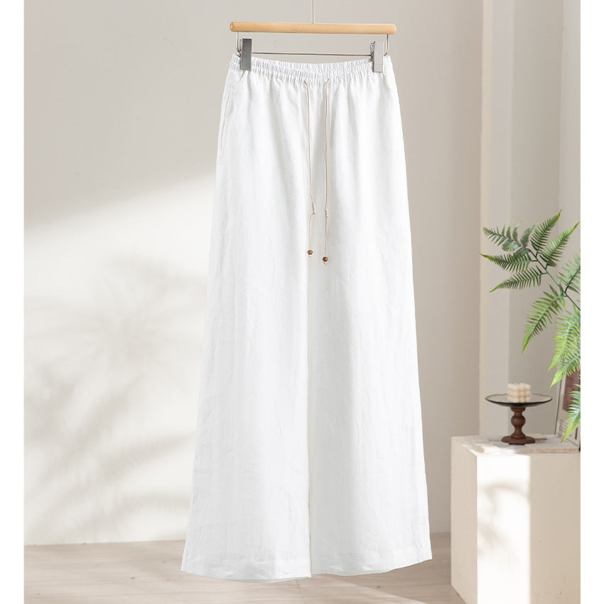 Damen Leichte Hochbund-Loungehose aus Leinenmix mit Tunnelzug und Nadelstreifen-Optik Shop Nory