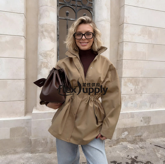 Damen Kurzparka mit Taillenzug und hohem Kragen Shop Nory