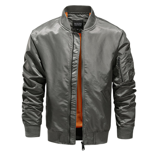 Herren Leichter Nylon‑Bomberjacke im MA‑1‑Stil mit Ärmeltasche und kontrastierendem Innenfutter Shop Nory