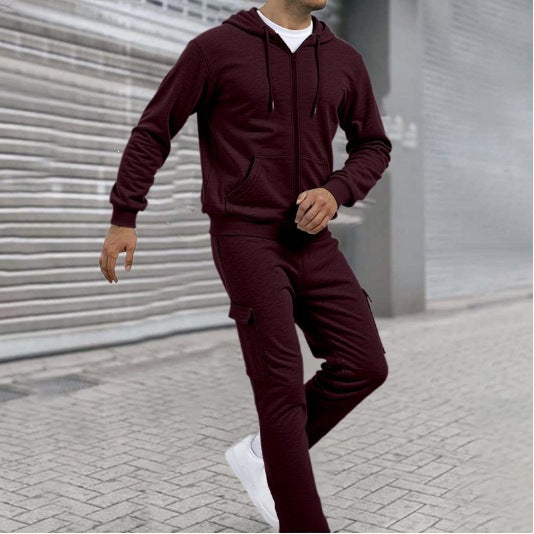 Herren nan athletischer Zip-Sweatset mit Cargo-Jogginghose, ergonomischen Nähten und gerippten Bündchen Shop Nory