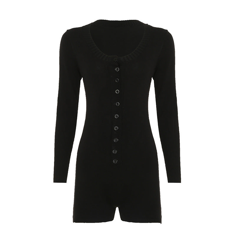 Damen nan figurbetontes Feinstrick-Minikleid mit durchgehender Knopfleiste, U-Boot-Ausschnitt und verlängerten Rippbündchen Shop Nory