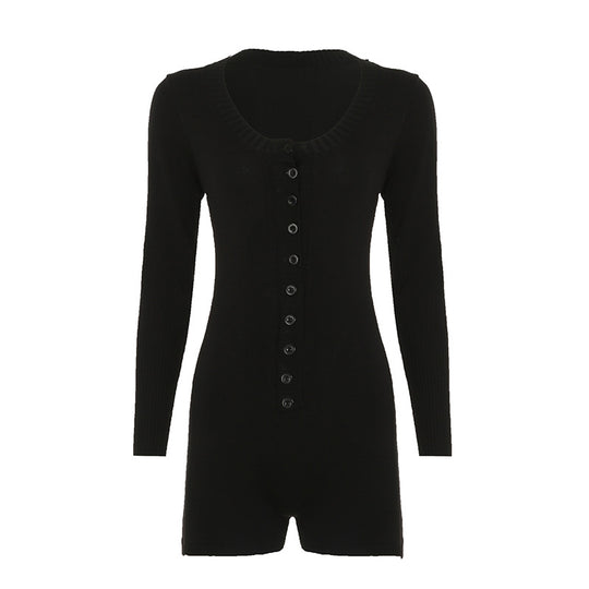 Damen nan figurbetontes Feinstrick-Minikleid mit durchgehender Knopfleiste, U-Boot-Ausschnitt und verlängerten Rippbündchen Shop Nory