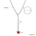 Damen Y-Förmige Halskette mit funkelndem Zirkonia und rotem Kristallanhänger Shop Nory