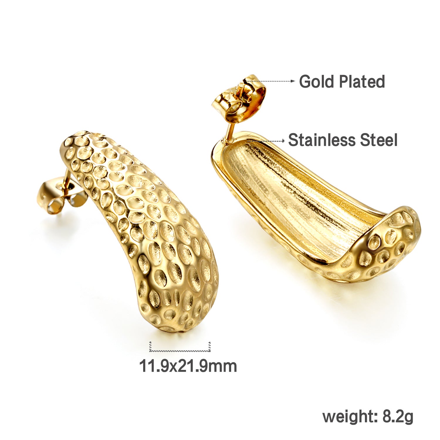 Damen Elegante goldplattierte Edelstahl Ohrstecker Shop Nory