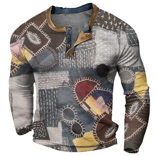 Herren Modisches Langarmhemd mit Ethno-Muster Shop Nory