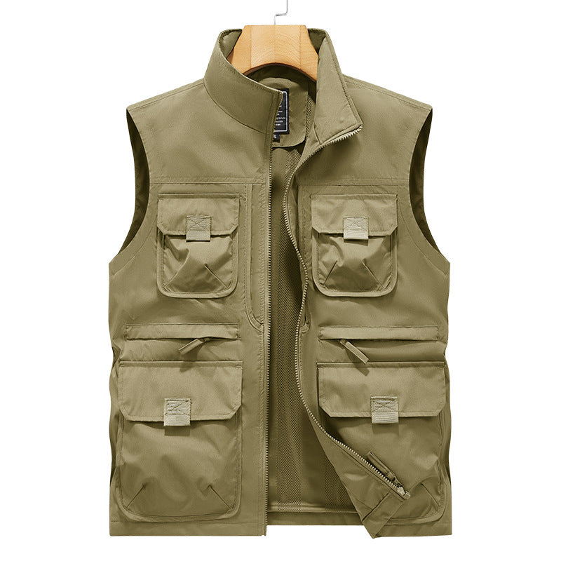 Herren Fotografen- und Outdoor-Utilityweste mit vielen Multifunktionstaschen und durchgehendem Reißverschluss Shop Nory