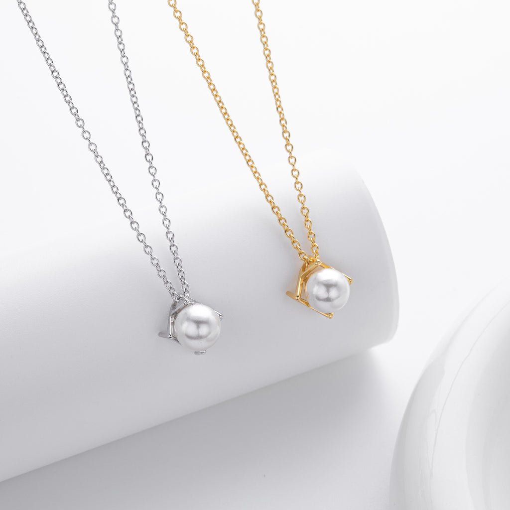 Damen Halskette mit hochwertigem Perlenanhänger aus 925 Sterling Silber Shop Nory