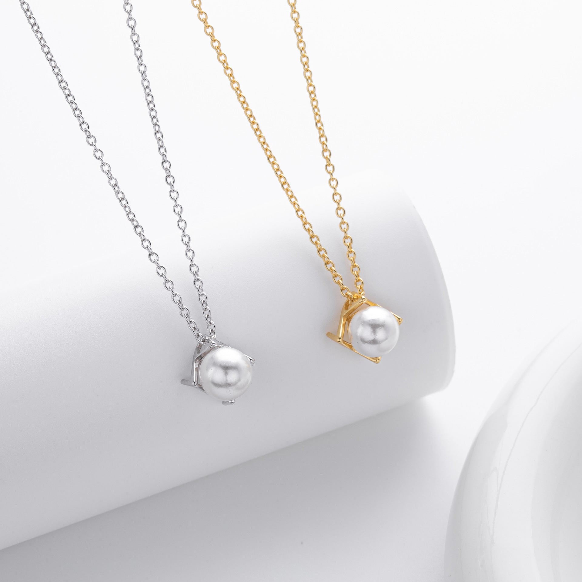 Damen Halskette mit hochwertigem Perlenanhänger aus 925 Sterling Silber Shop Nory