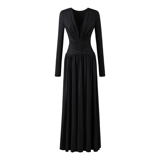 Damen Maxikleid mit gerafftem Wickeloberteil, tiefem V‑Ausschnitt und Spitzenbesatz Shop Nory