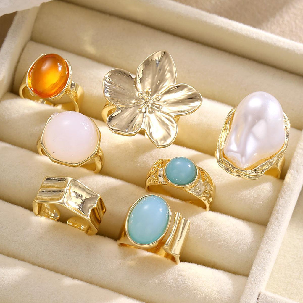 Damen Ring-Set mit kunstvollem Blumendesign und funkelnden Akzenten Shop Nory