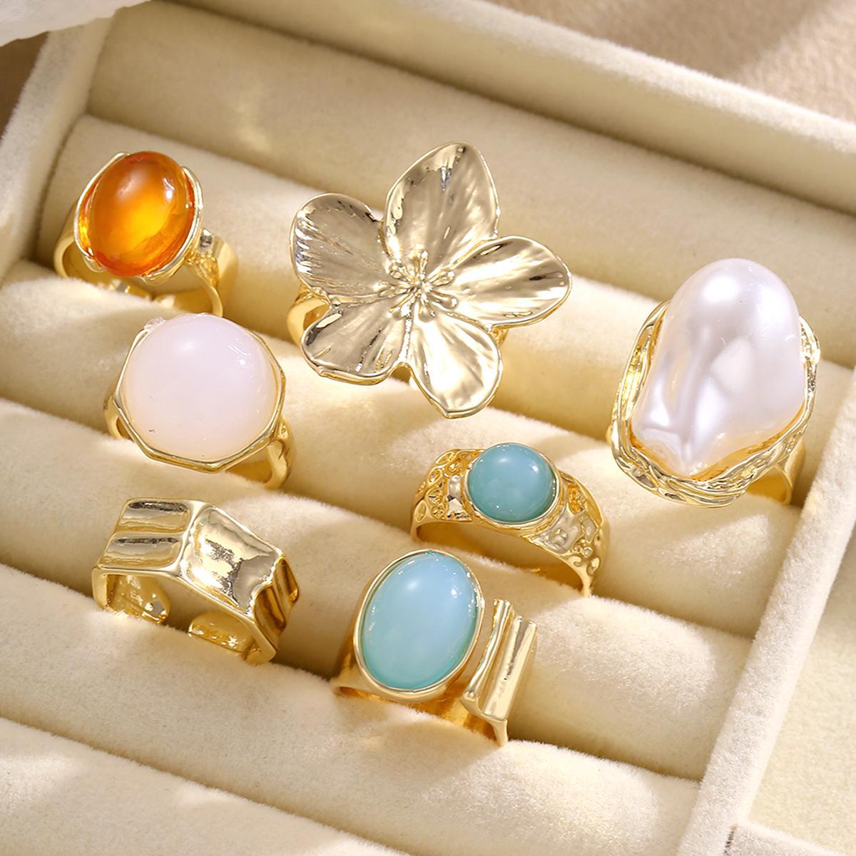 Damen Ring-Set mit kunstvollem Blumendesign und funkelnden Akzenten Shop Nory
