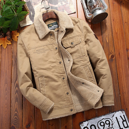 Herren Canvas-Fieldjacke mit Sherpa-Futter und Hemdkragen Shop Nory
